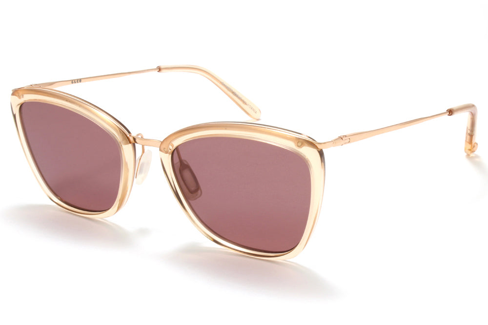 Garrett Leight® - Louella Sunglasses Pink Crystal-Rose Gold with Semi-Flat Lilac Lenses