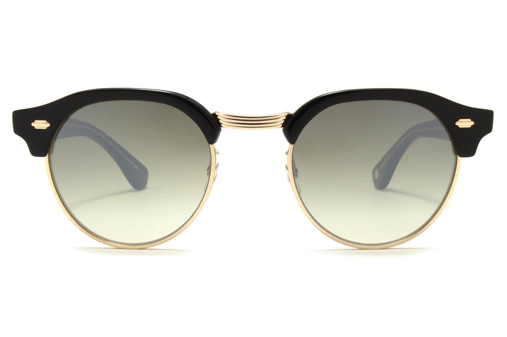 Garrett Leight - Oakwood Sunglasses Black-Gold with Olive Layered Mirror Lenses
