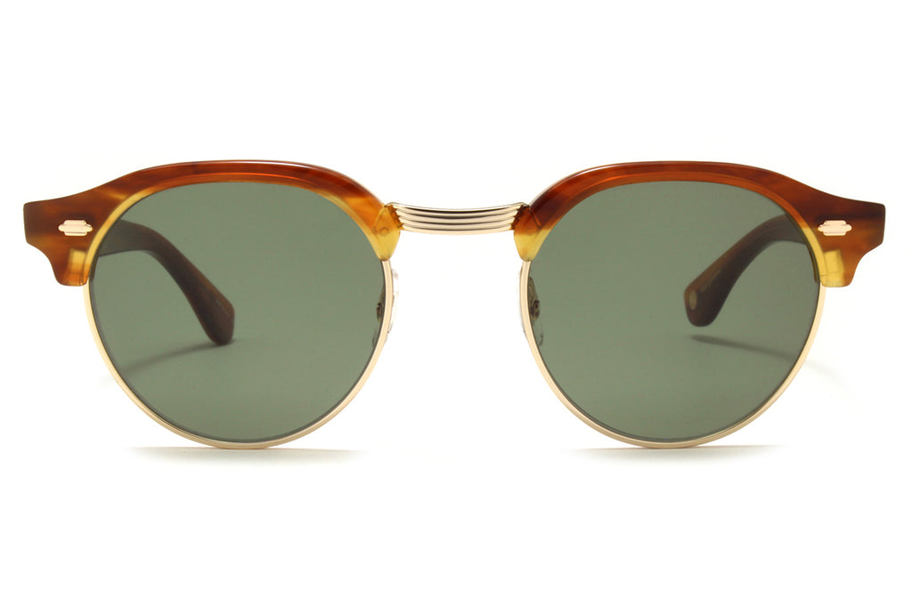 Garrett Leight - Oakwood Sunglasses Honey Amber Tortoise-Gold with Green Lenses