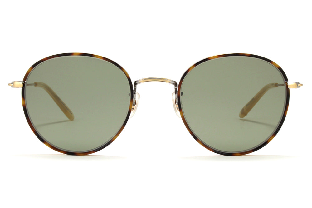 Garrett Leight - Paloma Sunglasses Jaguar Tortoise-Antique Gold-Toffee with Semi-Flat Green Lenses