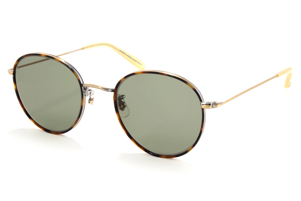 Garrett Leight - Paloma Sunglasses Jaguar Tortoise-Antique Gold-Toffee with Semi-Flat Green Lenses