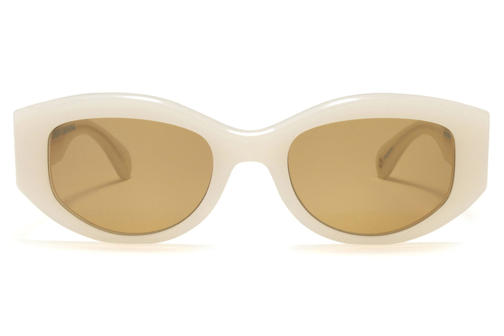 Garrett Leight - Retro Biggie Sunglasses Ecru with Marigold Lenses