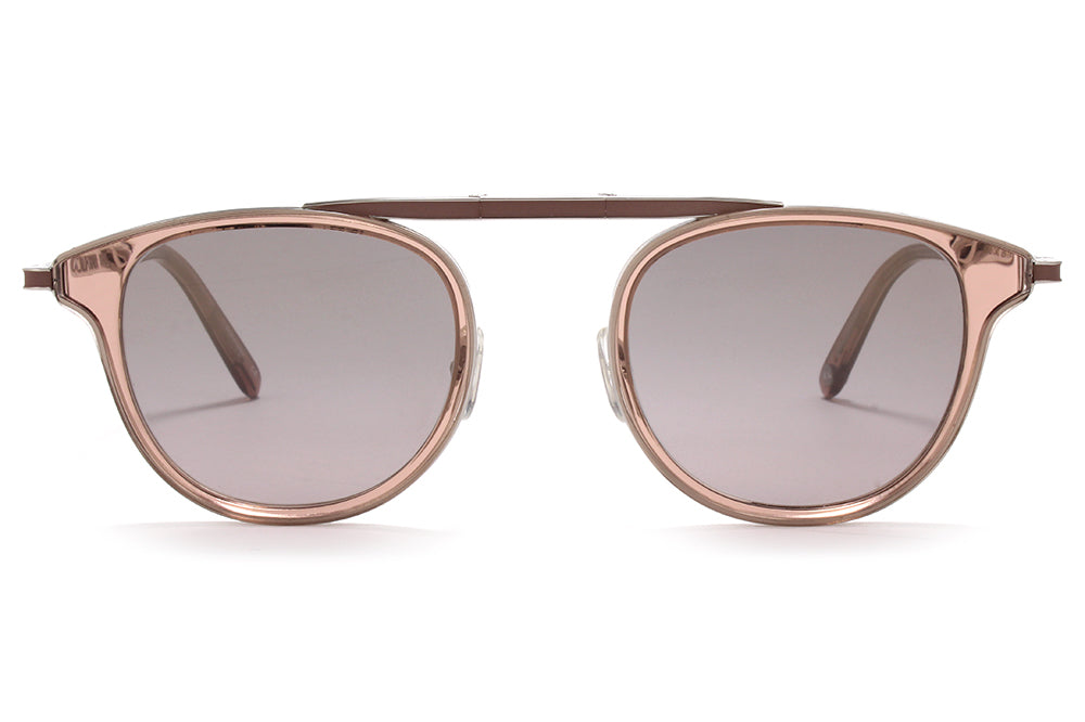 Garrett Leight® - Van Buren Combo Sunglasses Desert Rose-Silver with Semi-Flat Purple Shadow Mirror Lenses