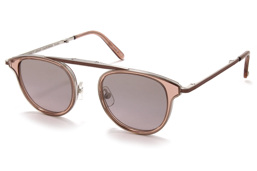 Garrett Leight® - Van Buren Combo Sunglasses Desert Rose-Silver with Semi-Flat Purple Shadow Mirror Lenses