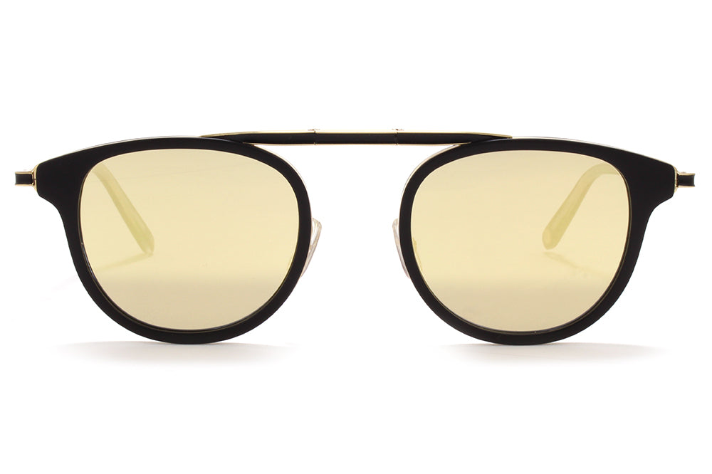 Garrett Leight® - Van Buren Combo Sunglasses Matte Black-Gold with Semi-Flat Gilt Gold Mirror Lenses