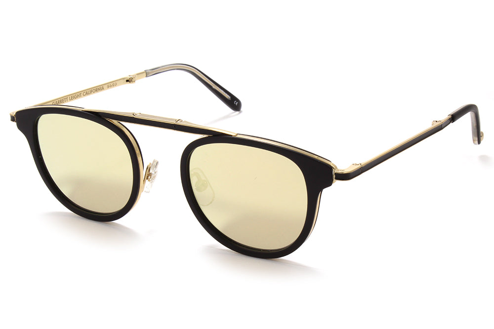 Garrett Leight® - Van Buren Combo Sunglasses Matte Black-Gold with Semi-Flat Gilt Gold Mirror Lenses