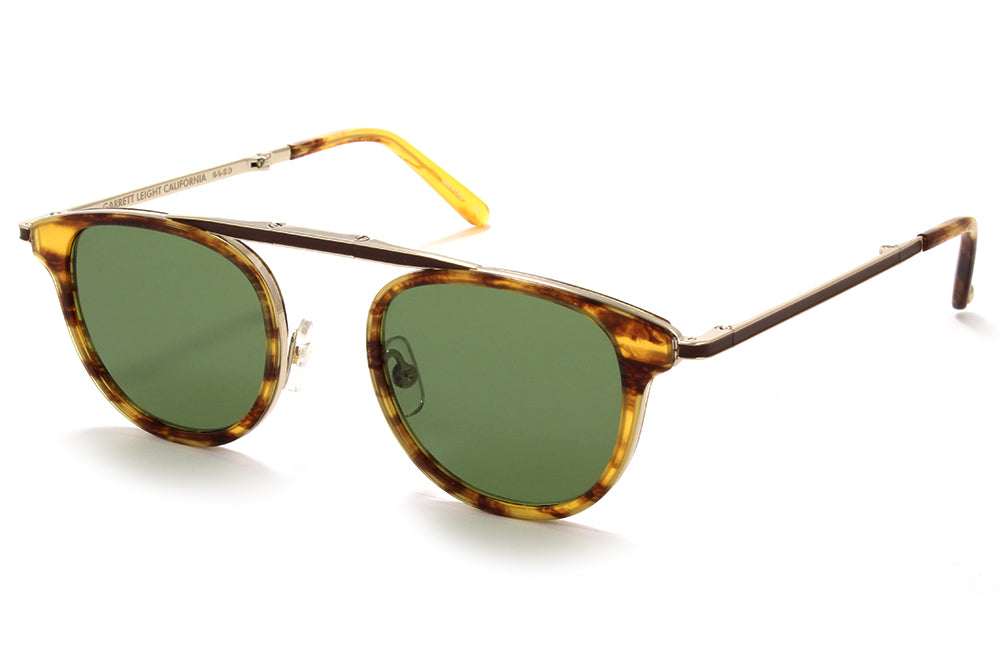 Pinewood-Gold with Semi-Flat Pure Green LensesGarrett Leight® - Van Buren Combo Sunglasses 