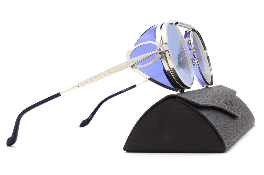 Matsuda - 2809H | Version 2.0 Sunglasses Brushed Silver/Blue with Cobalt Blue Lenses