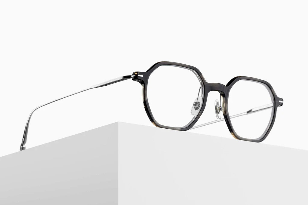 Matsuda - M2053 Eyeglasses Black Stripe - Brushed Silver