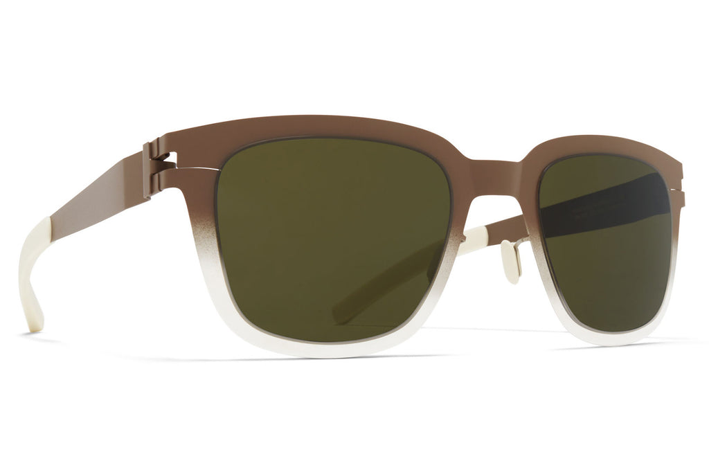 MYKITA & Bernhard Willhelm - Deep Sunglasses Raw Umber/Shiny Silver with Raw Green Solid Lenses