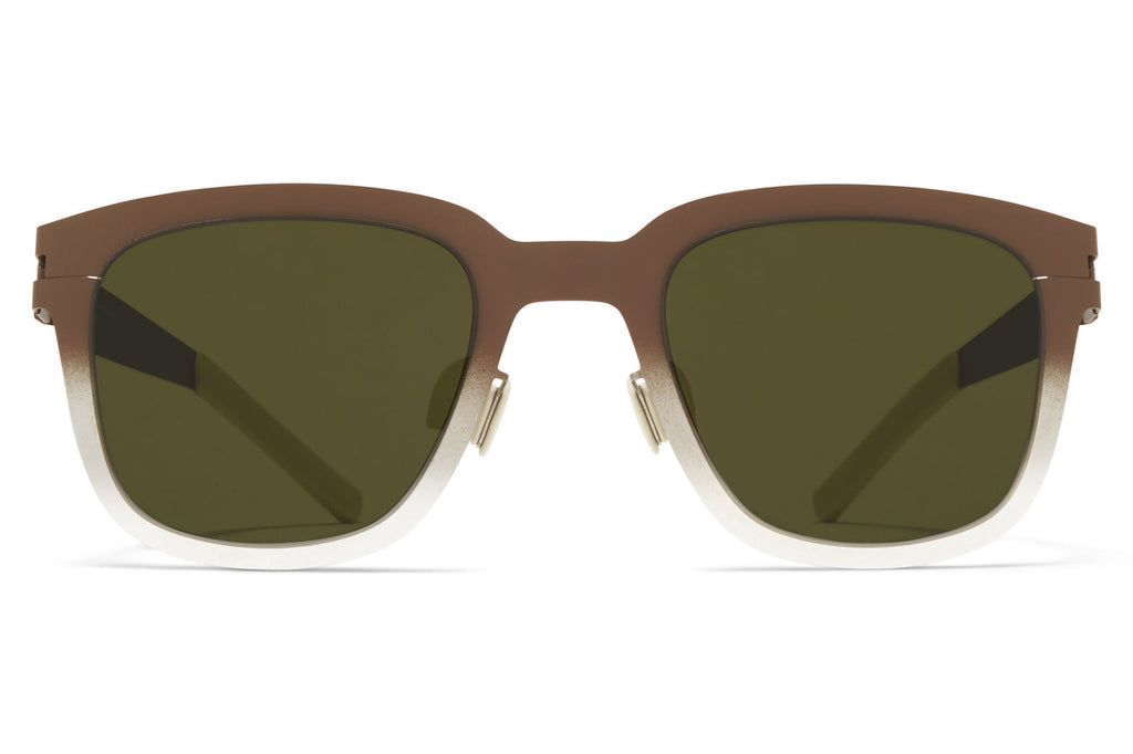 MYKITA & Bernhard Willhelm - Deep Sunglasses Raw Umber/Shiny Silver with Raw Green Solid Lenses