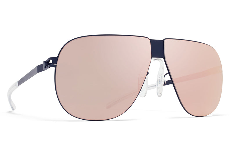 MYKITA & Bernhard Willhelm - Ferdl Sunglasses F65 Navy Blue with Rose Gold Flash Lenses