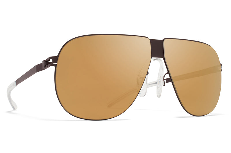 MYKITA & Bernhard Willhelm - Ferdl Sunglasses F70 Ebony Brown with Gold Flash Lenses