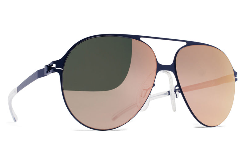 MYKITA & Bernhard Willhelm - Hansi Sunglasses F65 Navy Blue with Rose Gold Flash Lenses
