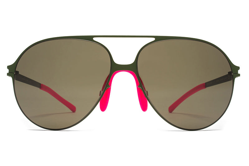 MYKITA & Bernhard Willhelm - Hansi Sunglasses F66 Olive with Raw Green Solid Lenses