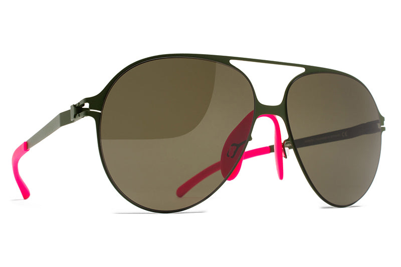 MYKITA & Bernhard Willhelm - Hansi Sunglasses F66 Olive with Raw Green Solid Lenses