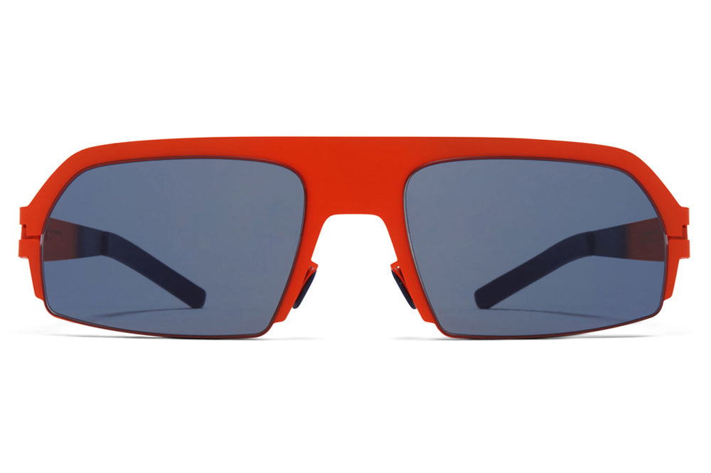 MYKITA & Bernhard Willhelm - Lost Sunglasses Tangerine/Navy with Dark Blue Solid Lenses