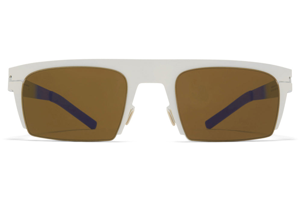 MYKITA & Bernhard Willhelm - New Sunglasses Talc/Neon Blue with Raw Brown Solid Lenses