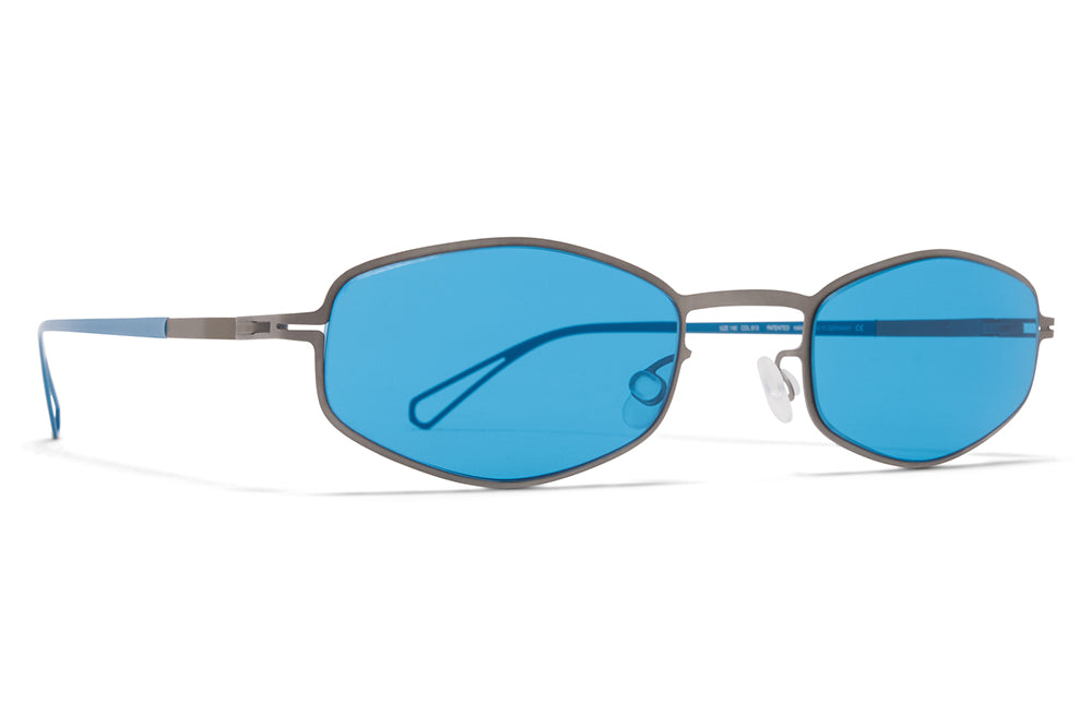 MYKITA & Bernhard Willhelm - Silver Sunglasses Grey with Turquoise Solid Lenses
