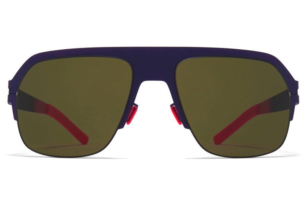 MYKITA & Bernhard Willhelm - Super Sunglasses Mulberry/Neon Fuchia with Raw Green Solid Lenses