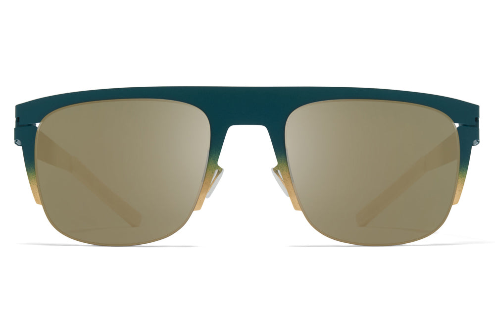 MYKITA & Bernhard Willhelm - Total Sunglasses Emerald/Gold/Chantilly White with Fir Flash Lenses
