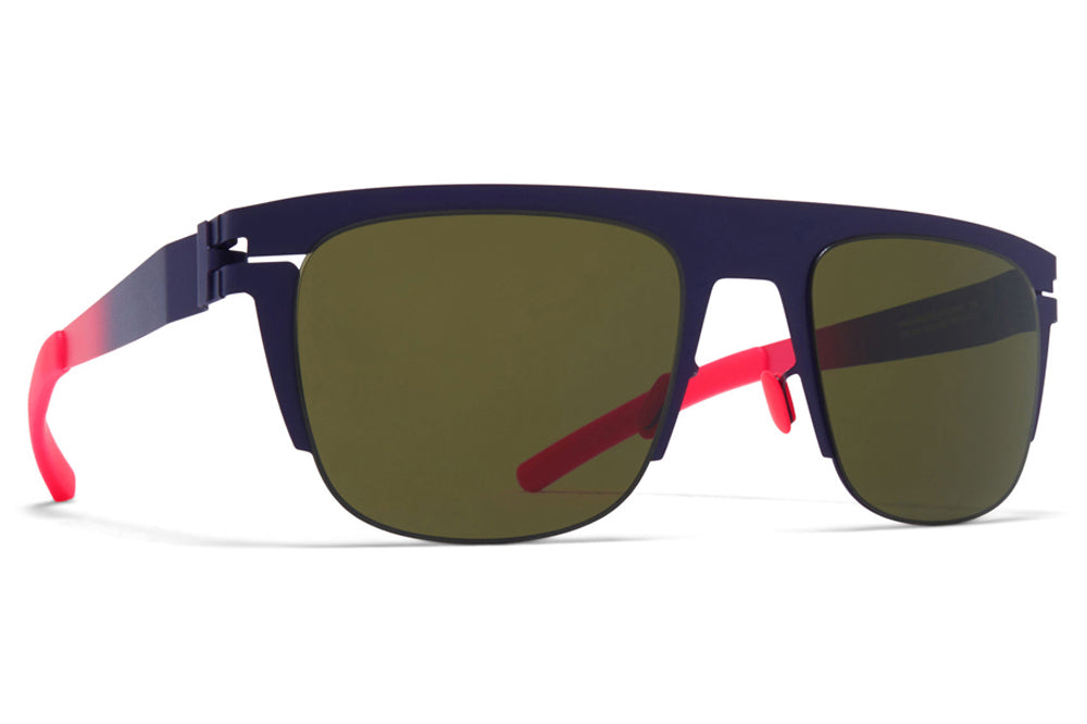 MYKITA & Bernhard Willhelm - Total Sunglasses Mulberry/Neon Fuchia with Raw Green Solid Lenses