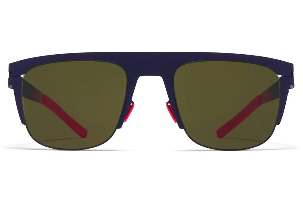 MYKITA & Bernhard Willhelm - Total Sunglasses Mulberry/Neon Fuchia with Raw Green Solid Lenses