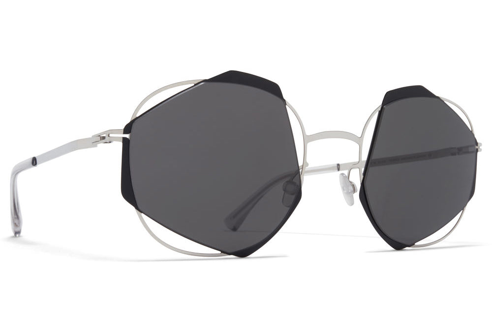 MYKITA / Damir Doma  - Achilles Sunglasses Shiny Silver/Jet Black with Dark Grey Solid Lenses