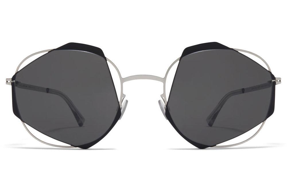 MYKITA / Damir Doma  - Achilles Sunglasses Shiny Silver/Jet Black with Dark Grey Solid Lenses