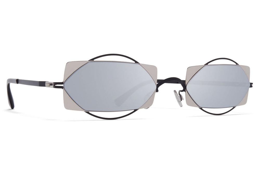 MYKITA / Damir Doma  - Charlotte Sunglasses Black/Silver with Silver Flash Lenses