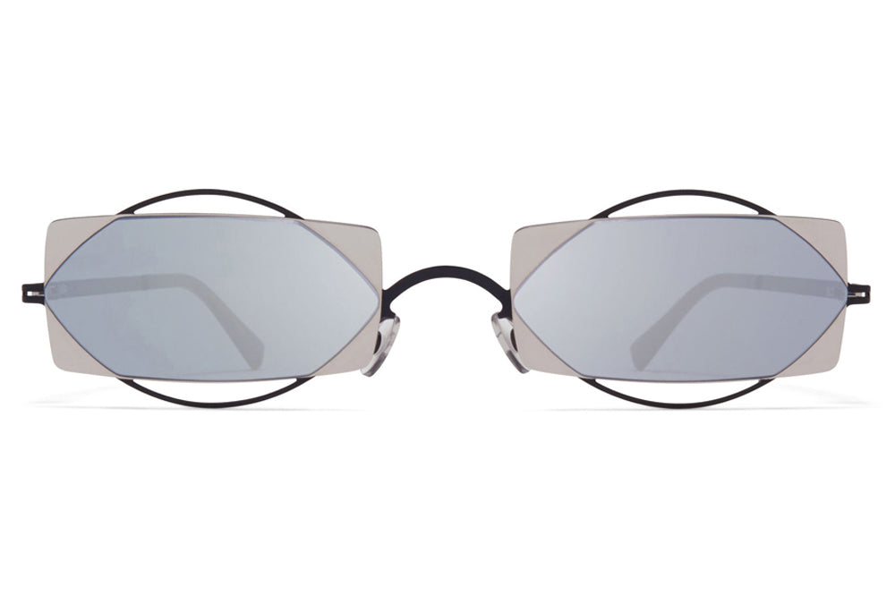 MYKITA / Damir Doma  - Charlotte Sunglasses Black/Silver with Silver Flash Lenses