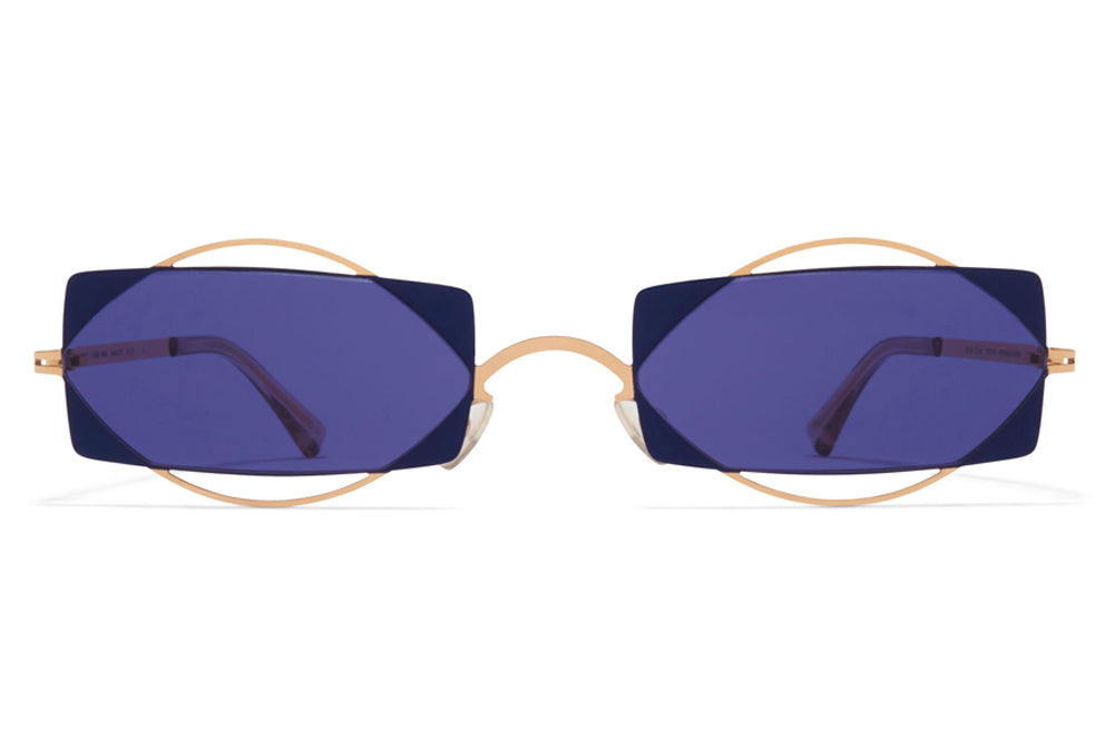 MYKITA / Damir Doma  - Charlotte Sunglasses Champagne Gold/Blue Velvet with Indigo Solid Lenses