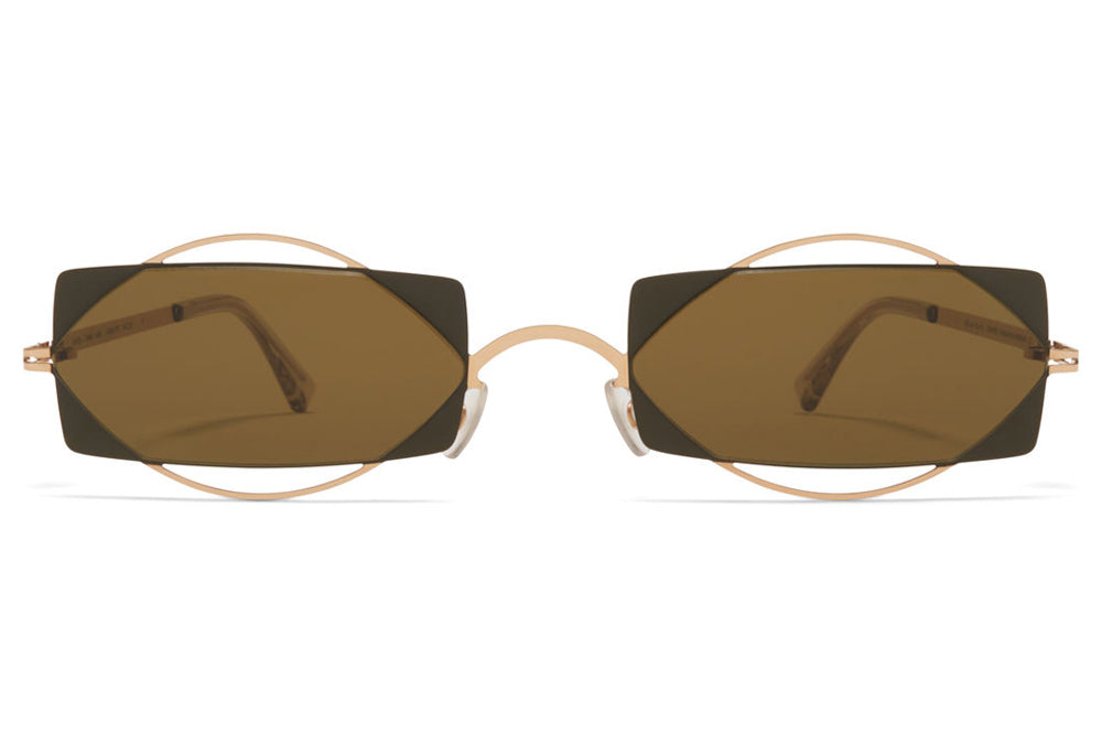 MYKITA / Damir Doma  - Charlotte Sunglasses Champagne Gold/Camou Green with Raw Brown Solid Lenses
