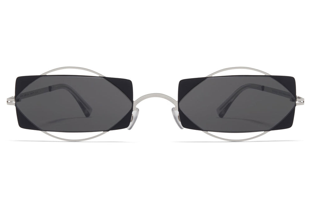 MYKITA / Damir Doma  - Charlotte Sunglasses Shiny Silver/Jet Black with Dark Grey Solid Lenses