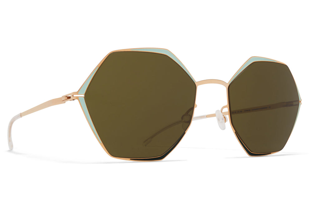 MYKITA - Alessia Sunglasses Champagne Gold/Green/Moss with Raw Green Lenses