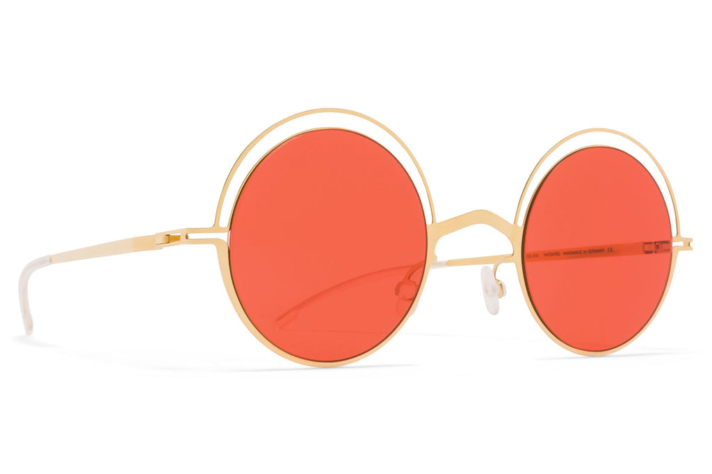 MYKITA - Bueno Sunglasses Glossy Gold with Ultra Red Solid Lenses