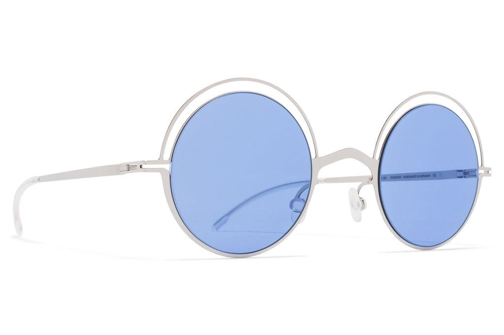 MYKITA - Bueno Sunglasses Shiny Silver with Super Blue Solid Lenses