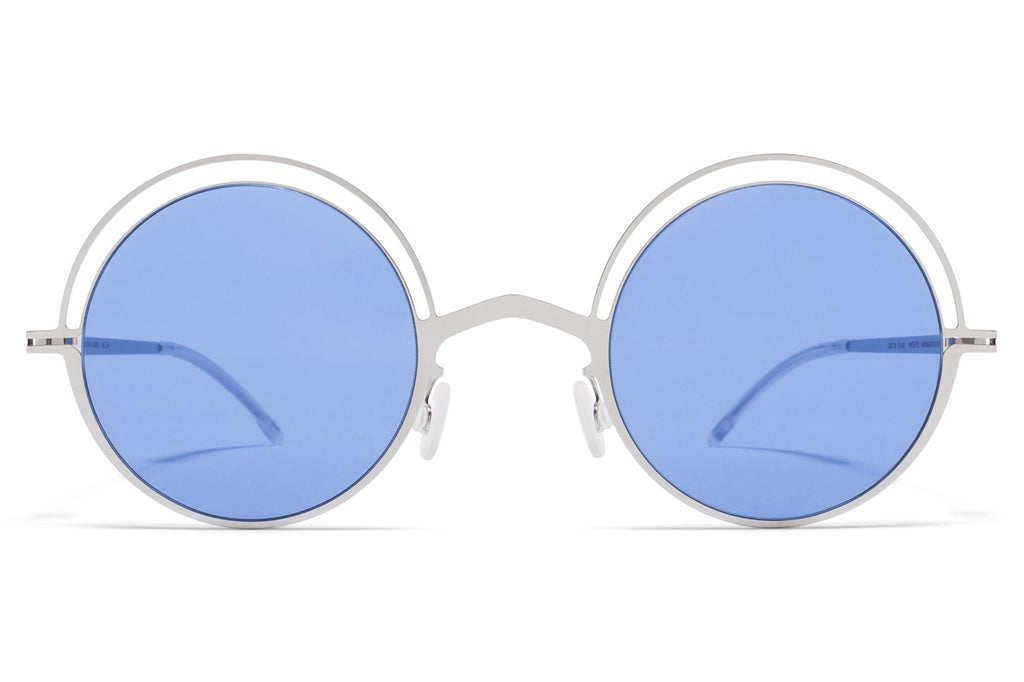 MYKITA - Bueno Sunglasses Shiny Silver with Super Blue Solid Lenses