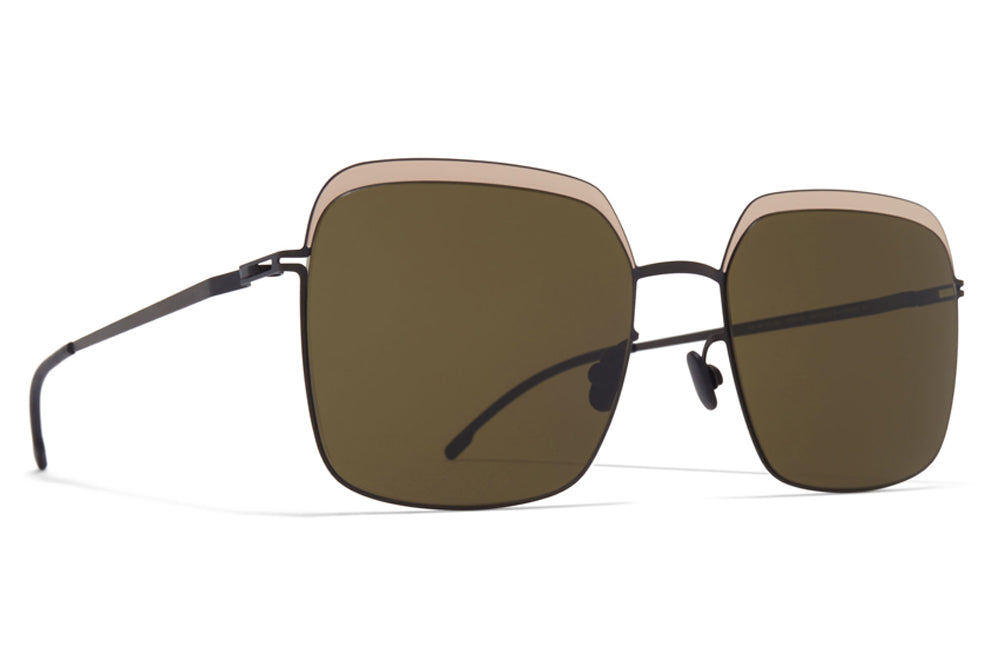 MYKITA - Dalia Sunglasses Black/Sand with Raw Green Solid Lenses