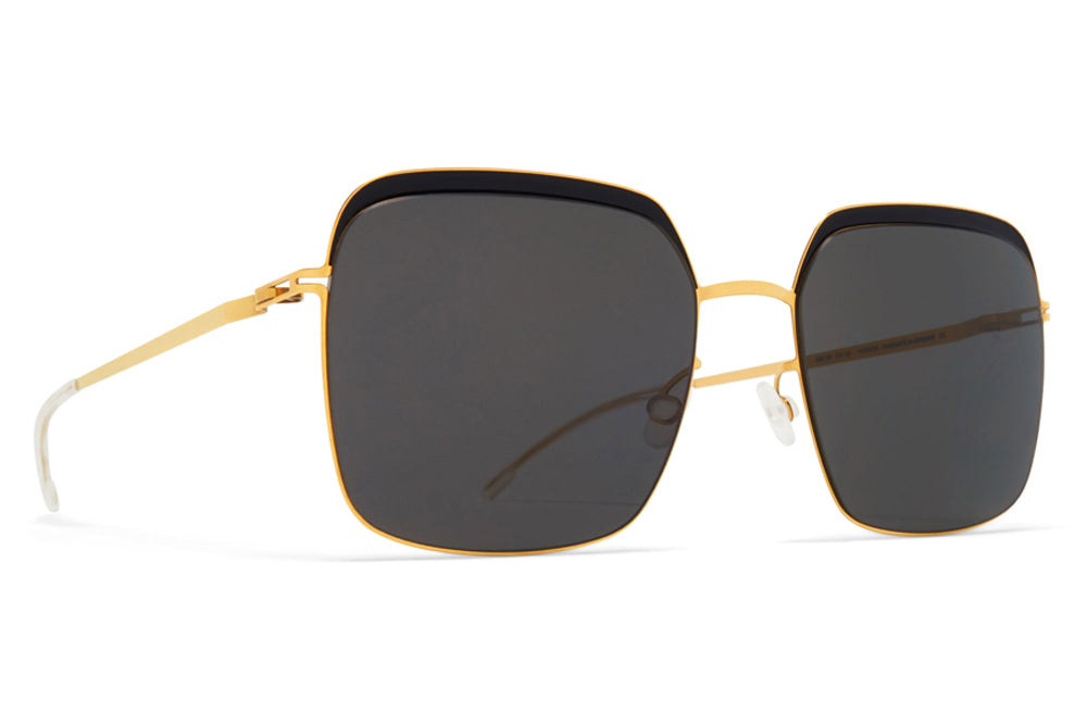 MYKITA - Dalia Sunglasses Gold/Jet Black with Dark Grey Solid Lenses