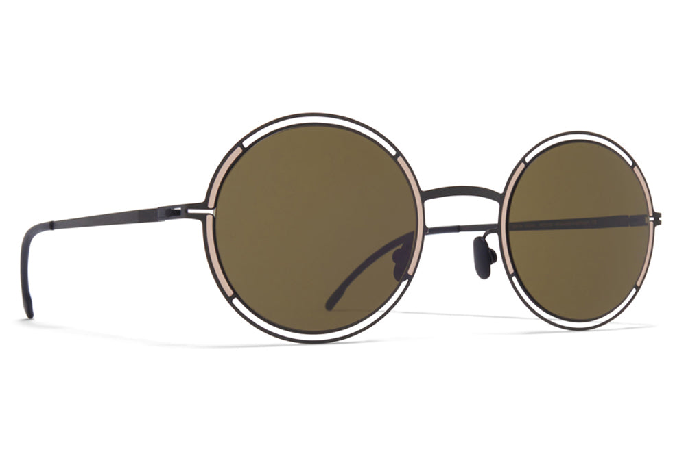 MYKITA - Giselle Sunglasses Black/Sand with Raw Green Solid Lenses