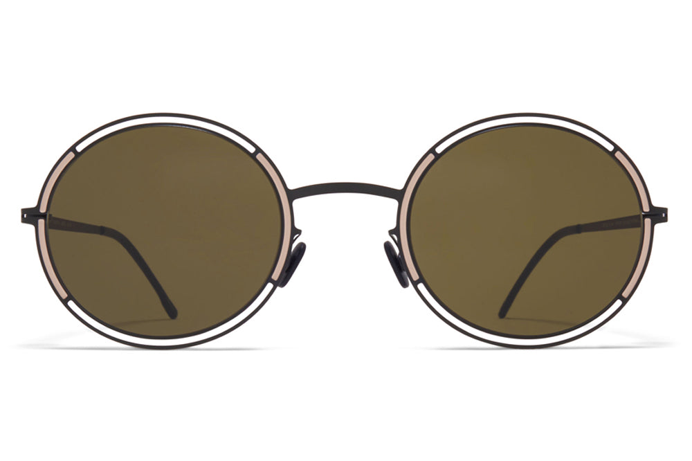 MYKITA - Giselle Sunglasses Black/Sand with Raw Green Solid Lenses