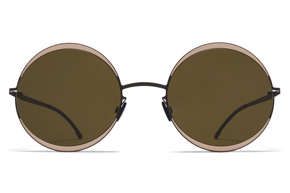 MYKITA - Iris Sunglasses Black/Sand with Raw Green Solid Lenses