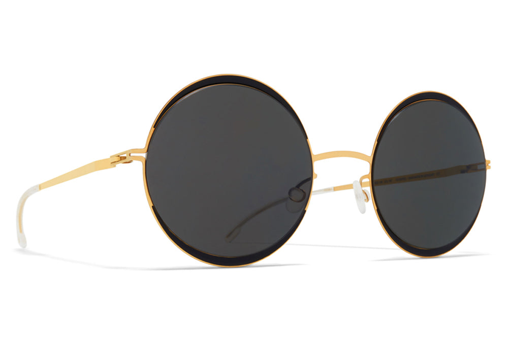 MYKITA - Iris Sunglasses Gold/Jet Black with Dark Grey Solid Lenses