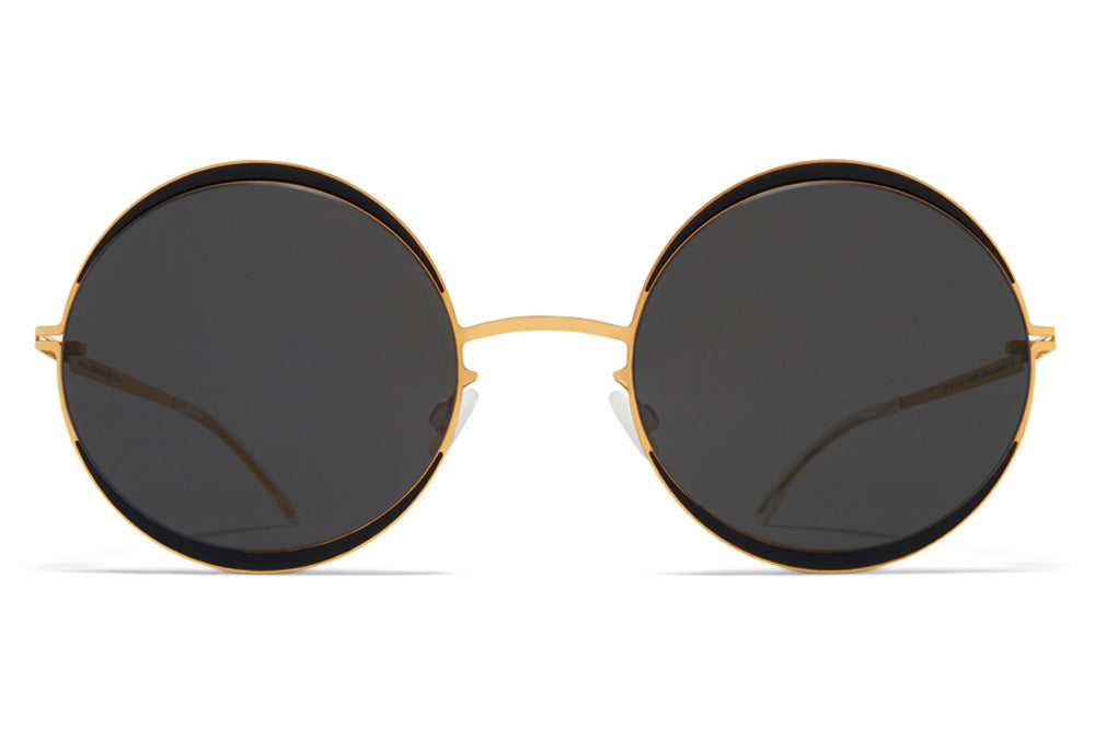MYKITA - Iris Sunglasses Gold/Jet Black with Dark Grey Solid Lenses