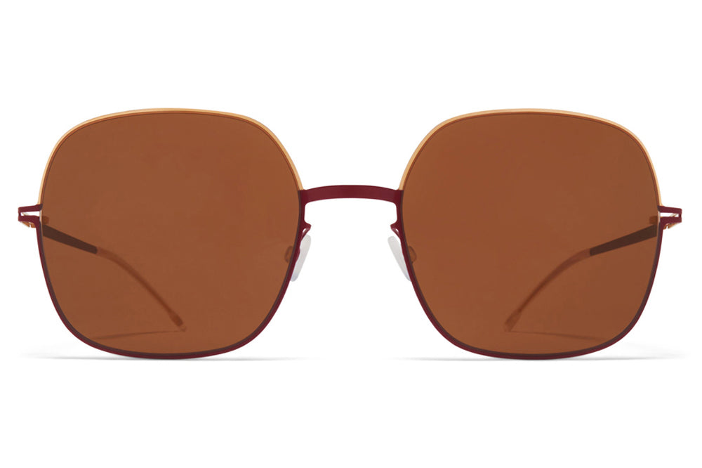 MYKITA - Magda Sunglasses Champagne Gold/Cranberry with Brown Solid Lenses