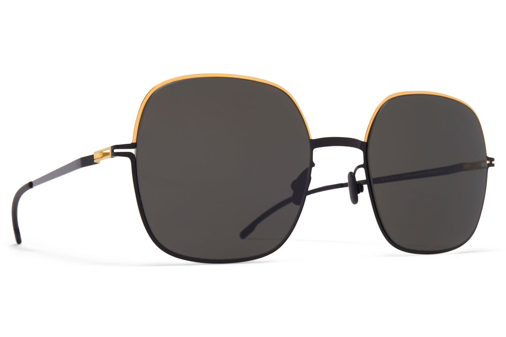 MYKITA - Magda Sunglasses Gold/Jet Black with Dark Grey Solid Lenses