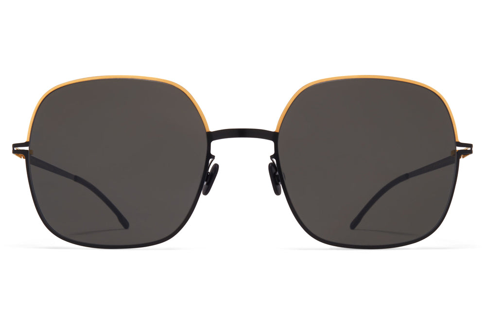 MYKITA - Magda Sunglasses Gold/Jet Black with Dark Grey Solid Lenses