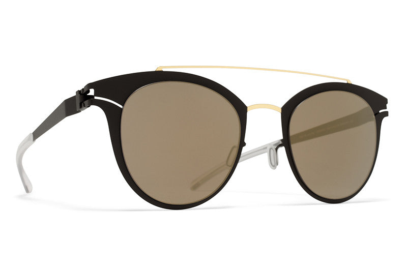 MYKITA Sunglasses - Margo Gold/Jet Black with Brilliant Grey Solid Lenses