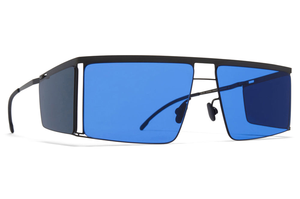 MYKITA x Helmut Lang - HL001 Sunglasses Black/Dark Grey Sides with Super Blue Solid Lenses